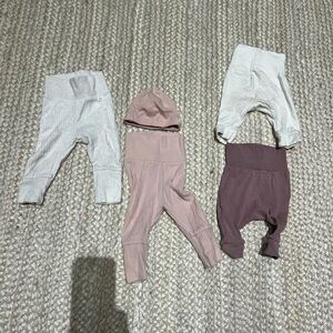 Baby Ribbed Pants and Hat Set - Neutral Tones